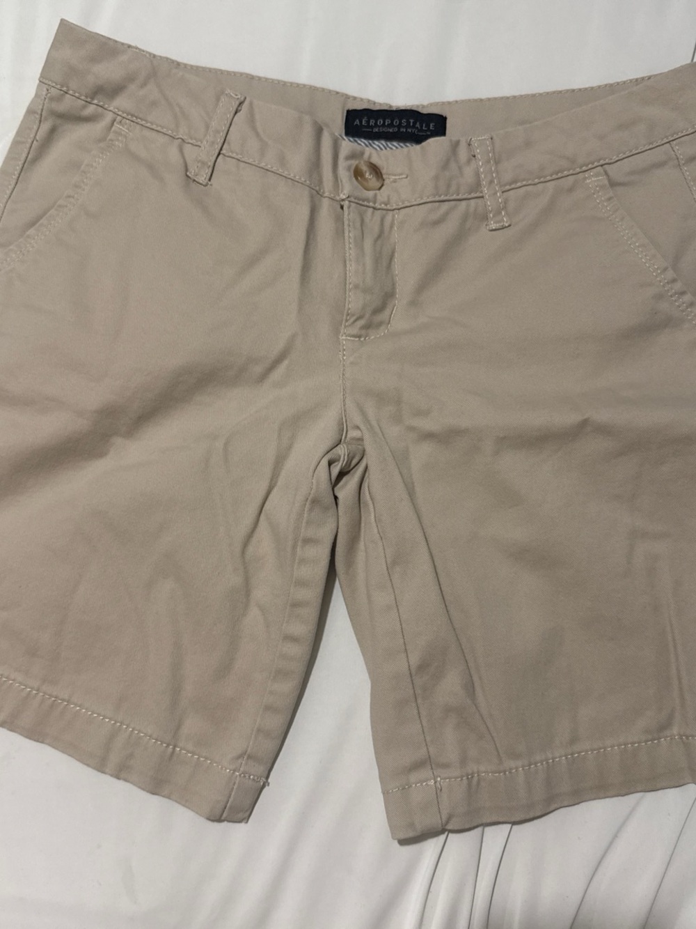 Aeropostale Women's Beige/Tan Chino Bermuda Shorts